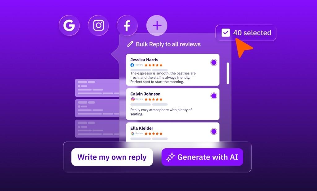 Painel de gestão de avaliações de clientes na plataforma Uberall
